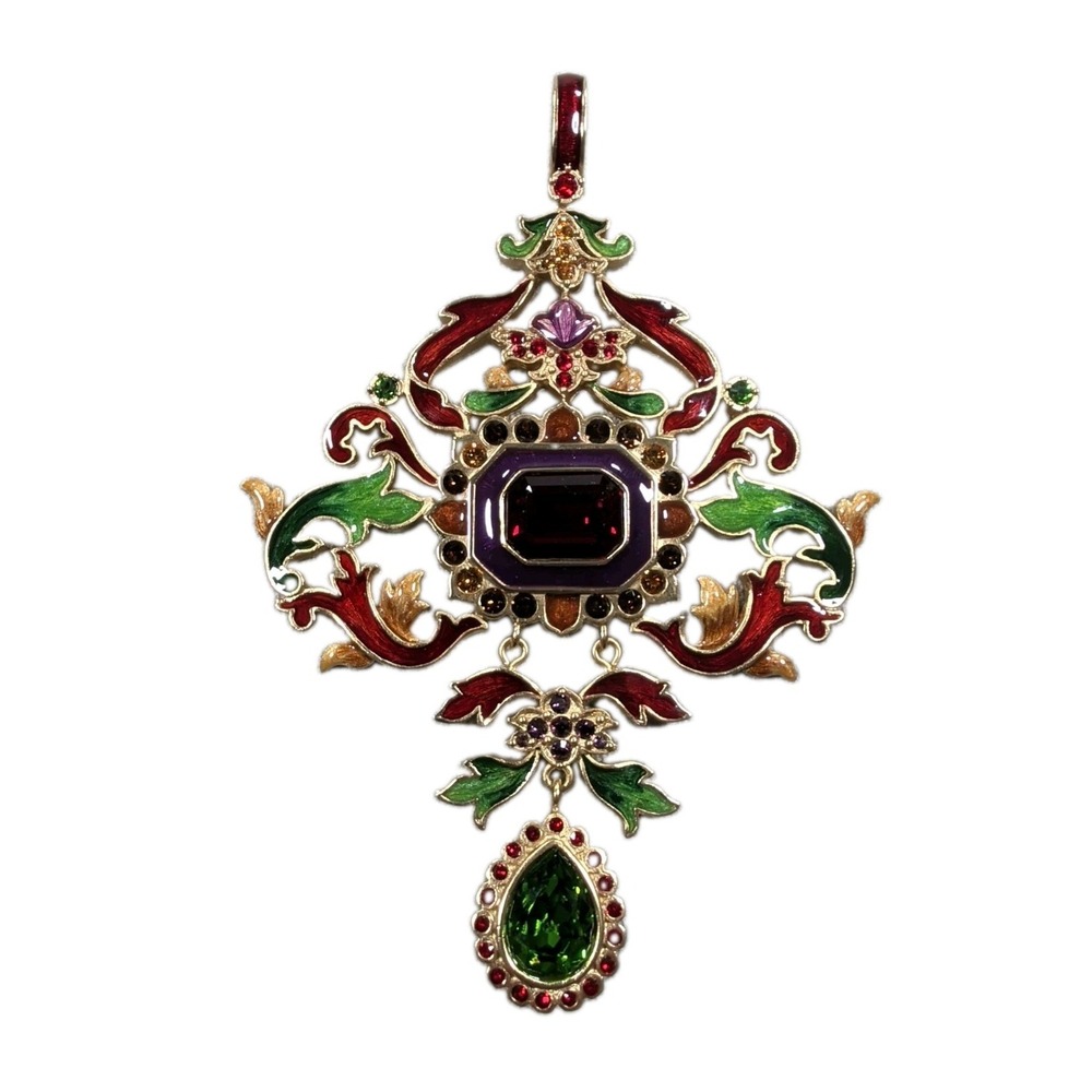 Jay Strongwater 2018 Annual Christmas Ornament Cross Pendant Enamel Crystal